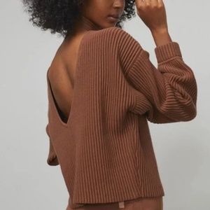 Lunya Cozy Cotton Silk Reversable Pullover -  Humble Brown S